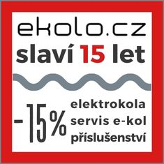 ekolo.cz vzniklo již v roce 2007. Slavíme 15 let i díky Vám.  Nyní SLEVA 15% na e-kola, servis i na příslušenství.