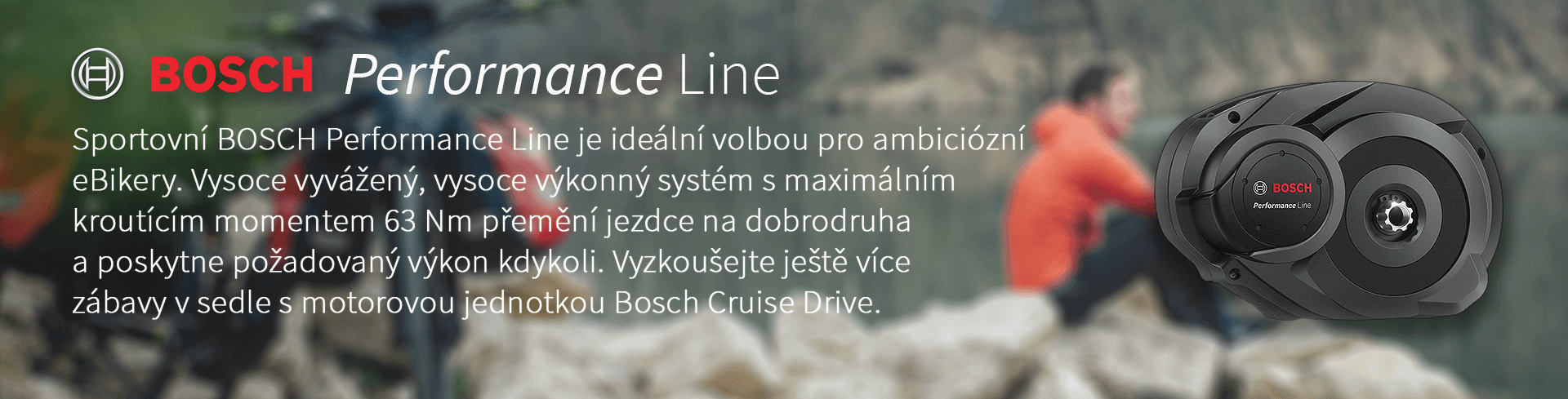 Sportovní BOSCH Performance Line je ideální volbou pro ambiciózní eBikery. Vysoce vyvážený, vysoce výkonný systém s maximálním kroutícím momentem 63 Nm přemění jezdce na dobrodruha a poskytne požadovaný výkon kdykoli. Vyzkoušejte ještě více zábavy v sedle s motorovou jednotkou Bosch Cruise Drive.